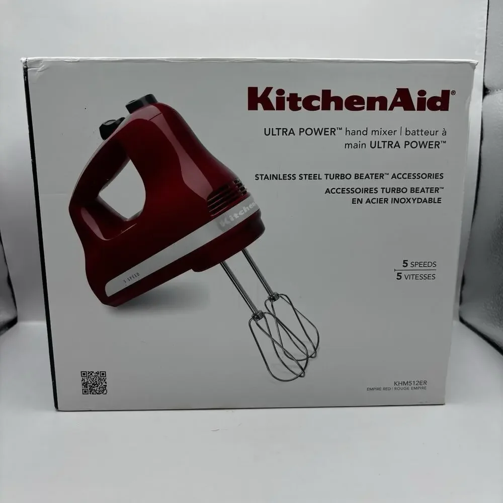 KitchenAid Ultra Power 5-Speed Hand Mixer Empire Red KHM512ER New In Open Box